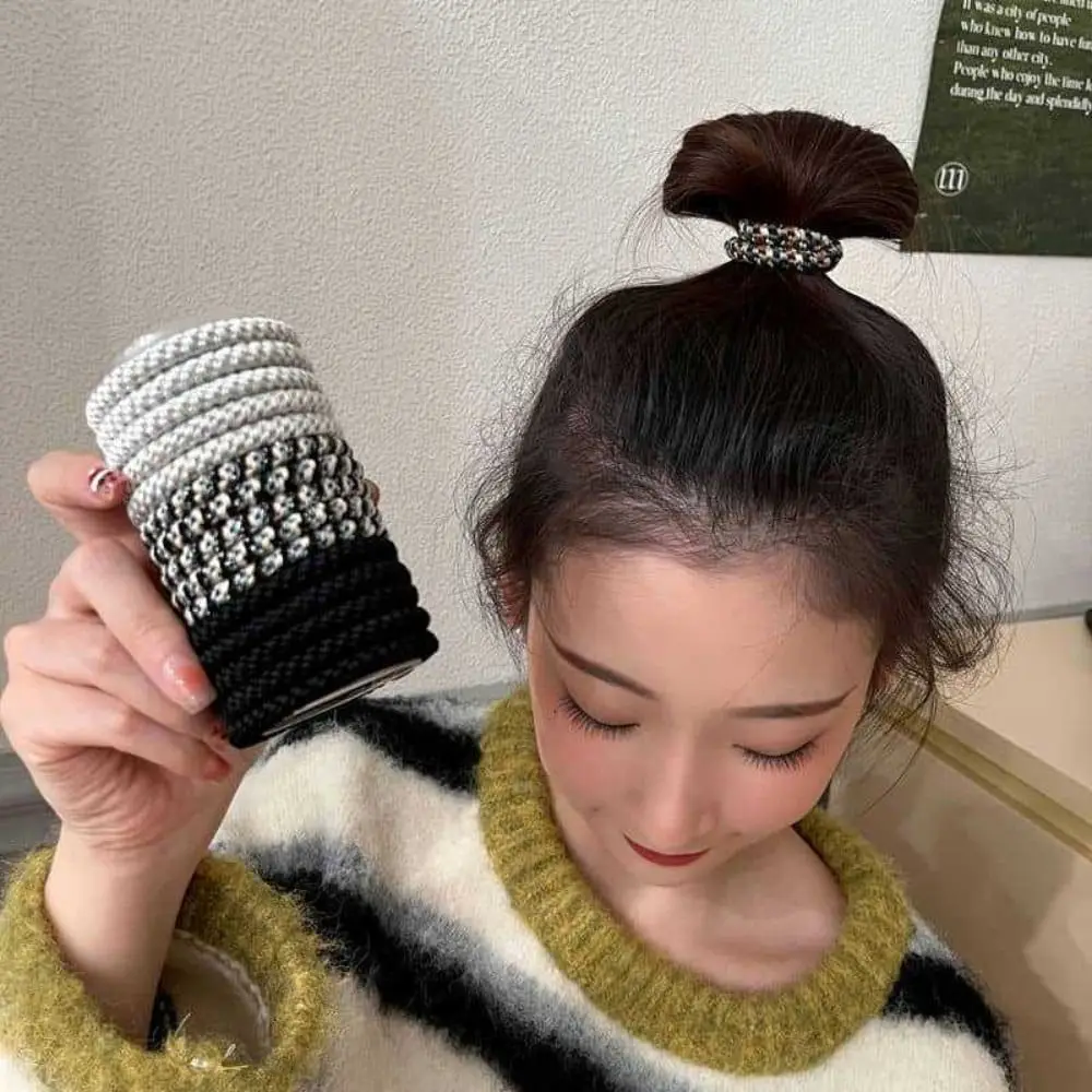 8pcs/Set Hair Tie Basic Hair Rope Set Cute Hair Ring Ponytail Holder Rubber Band Hair Accessories Korean Style image 2