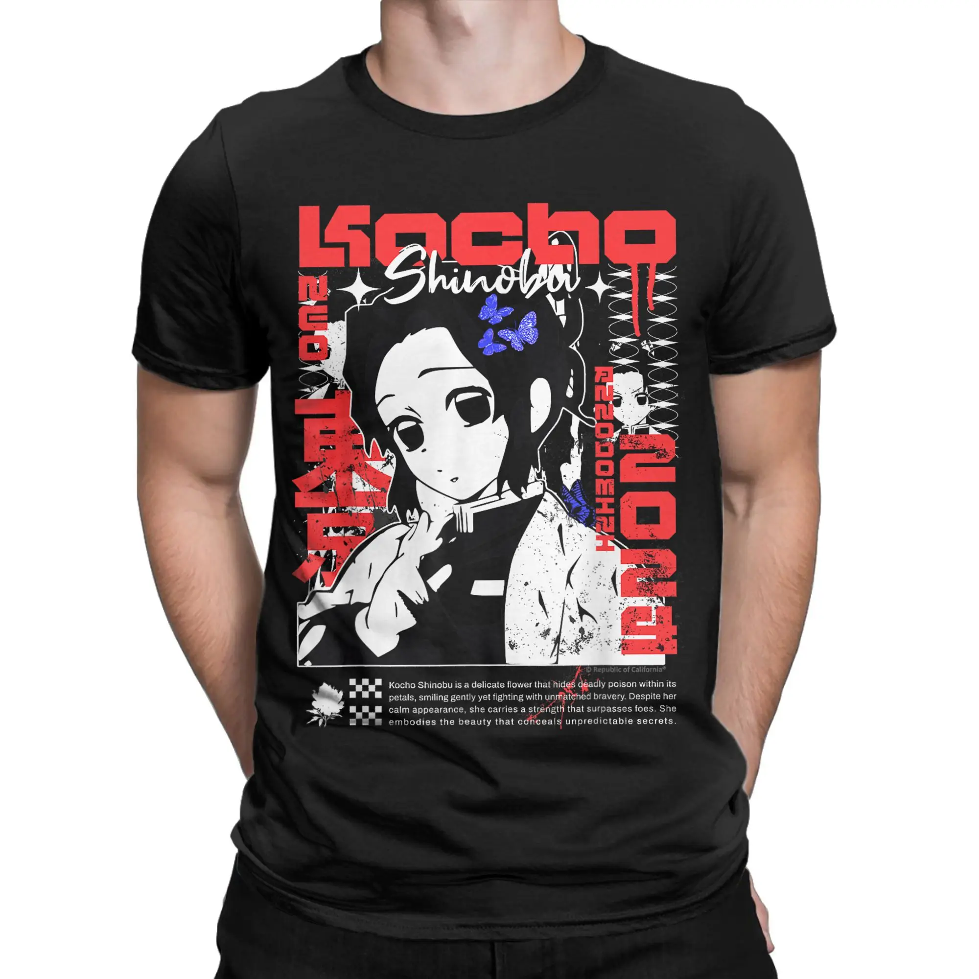 Kocho Shinobu حساسة زهرة شيطان القاتل القطن تي شيرت للرجال الصيف عادية تي شيرت مريح Harajuku تي شيرت