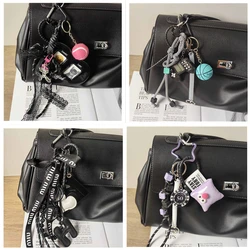 24 Fashionable New Extremely Complicated Bag Pendants, Black White Heart Weaving Rope Woman Bag Pendant Ornaments Keychain