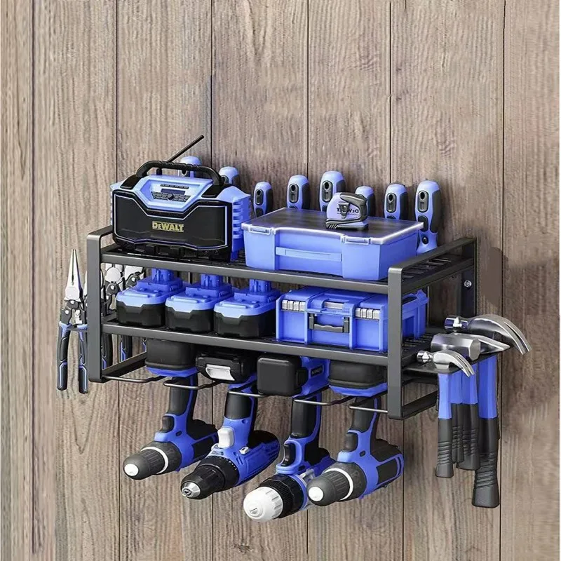 Electric Tool Storage Rack Wall Mounted Hardware Tool Rack Electric Drill Tool Cabinet Garage Storage Organizer Tools