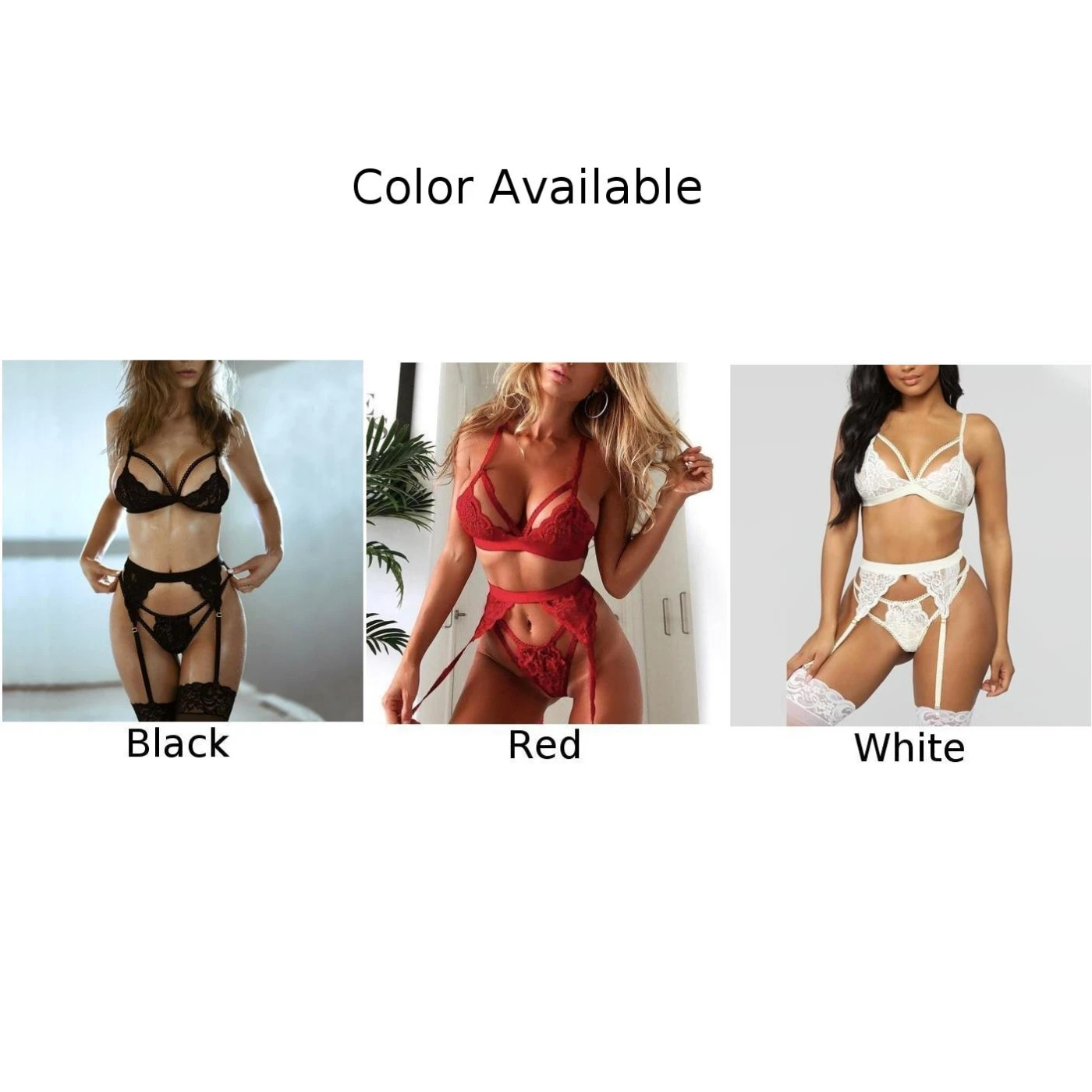 2024 Cut Out Dress Sexy Lingerie Women's Body Lace Sheer Erotic Sexy 3PCS Garter Stockings Erotic Dress Set Sexy Short Dresses