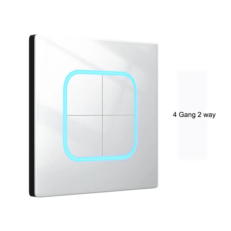 White Tempered Glass Large Aperture LED Switch 1 2 3 4 Gang 1 2 Way Lizard Point Switch Household Wall Switch