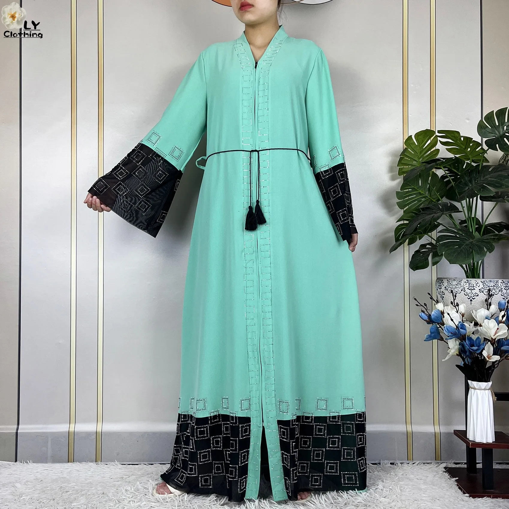 2024 For Women Elegant Dresses Dubai Party Outfits Long Sleeved Chiffon Dashiki Muslim Women Robe Open African Abaya Clothing