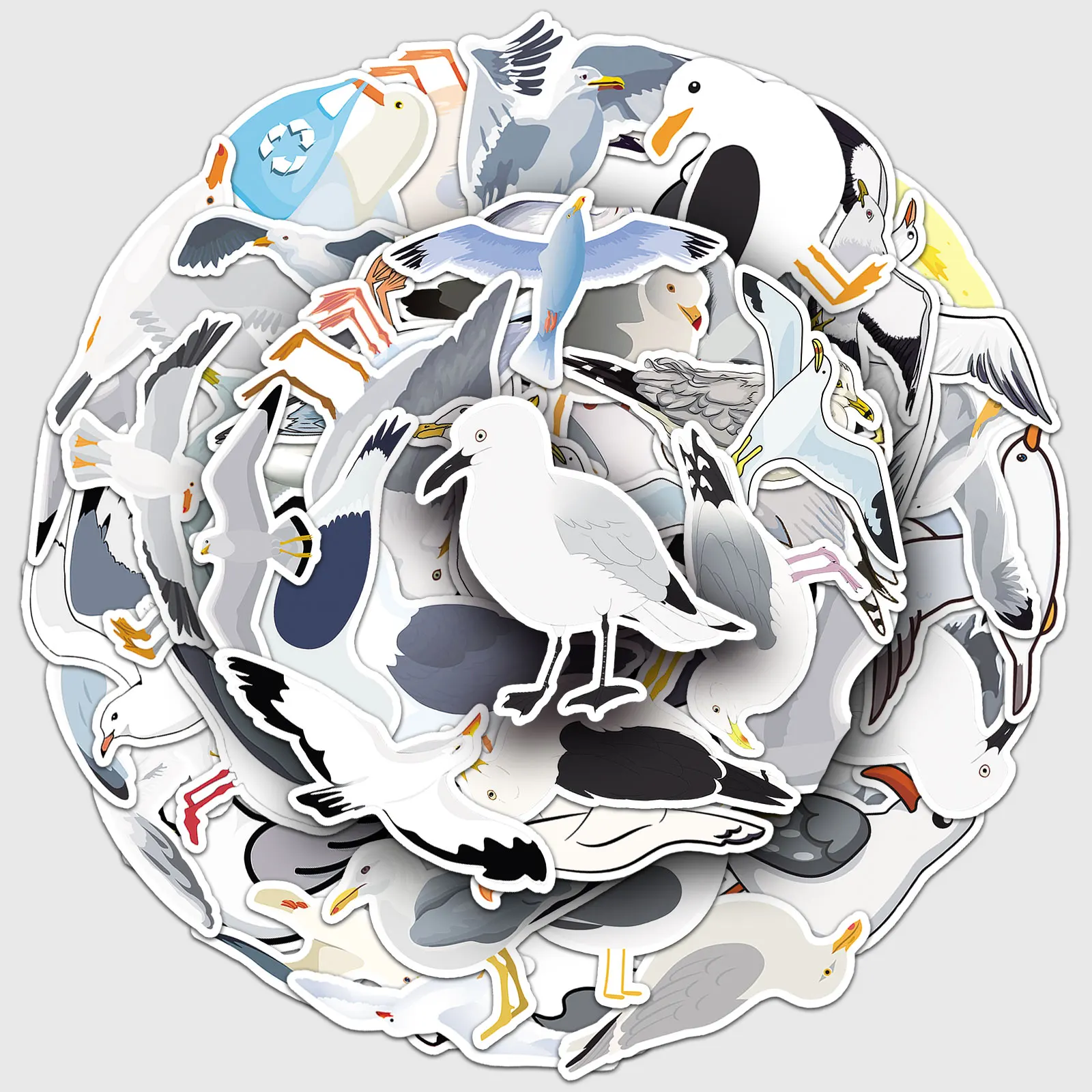 50Pcs Seagull series Cartoon Cute Waterproof Sticker Skateboarding Snowboard Retro Vinyl home decal Sticker