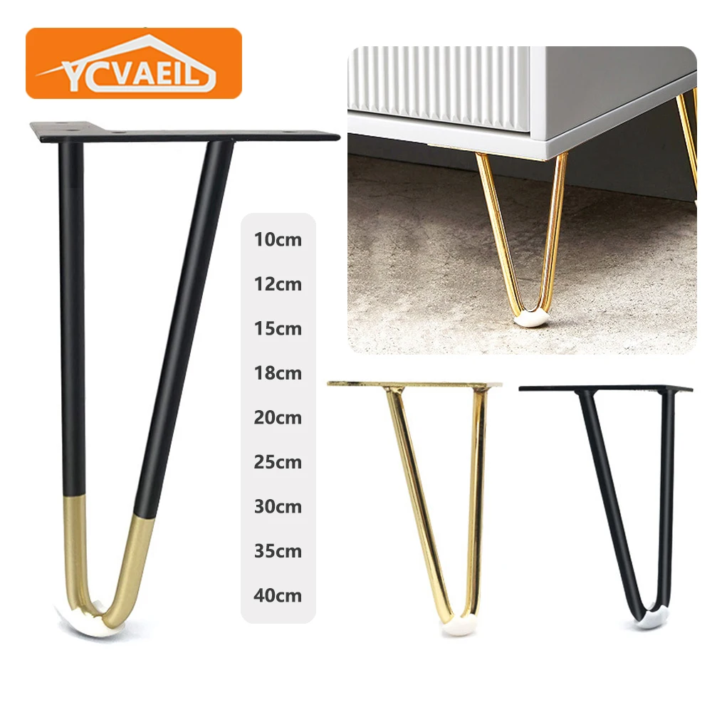 

4pcs Black Gold Furniture Legs Metal 10-40cm Iron Hairpin Legs for Coffee Table Dresser Bathroom Cabinet Sofa Chairs Legs