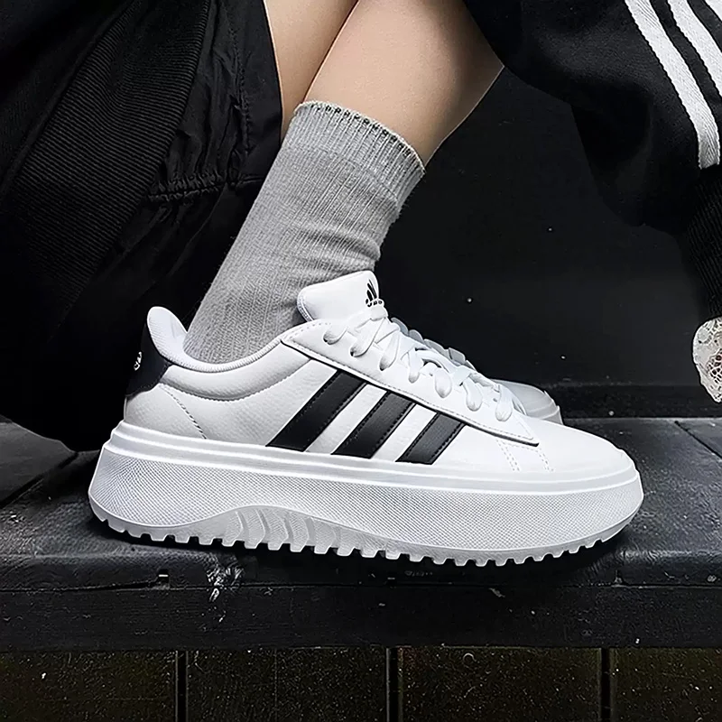 Adidas Women's Shoes - COURT White Sneakers - Tennis Casual Thick-Topped High-Energy Fitness Shoes IE1092