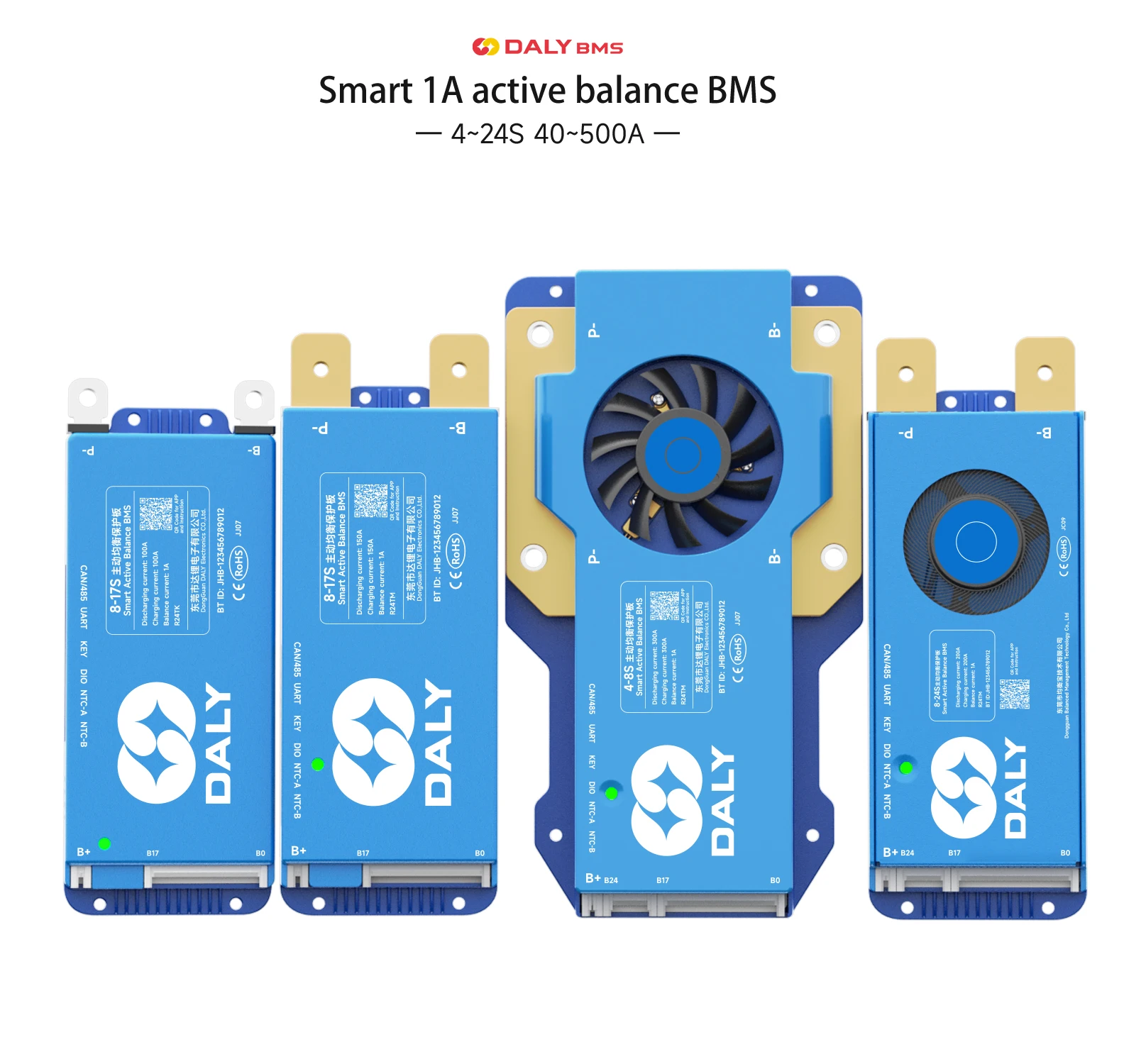 DALY BMS Smart BMS 1A Active Balance bluetooth wifi UART RS485 CAN 40A 60A 100A 150A for Lifepo4 Li-Ion battery 18650