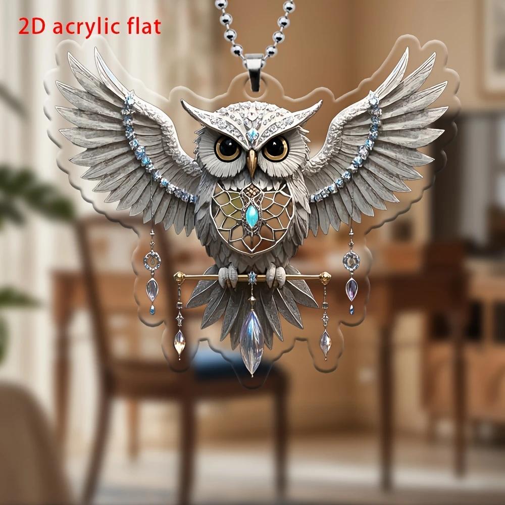 2D Flat Owl Series 1 Piece Acrylic Mini Decorations Creative Artistic Durable Gifts for Vehicles Keys Bags Christmas Tree Decor