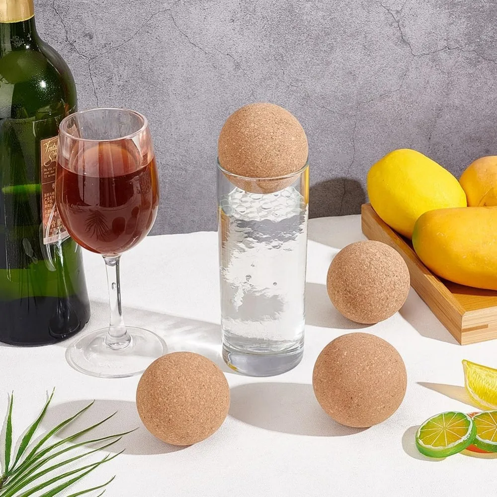 2.4 Inch Wooden Ball Stopper Wine Cork Ball Wooden Cork Ball Stopper BurlyWood Decanter Stopper Replacement Ball Wooden Glass #5