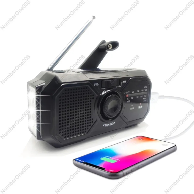 Multifunctional Emergency Radio Solar Power AM/FM/WB Hand Radio Rechargeable Flashlight
