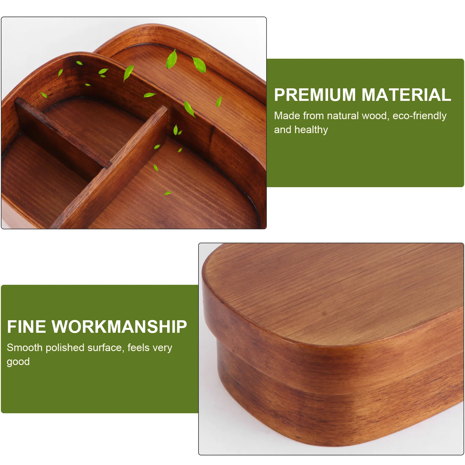 

Lunchbox Wooden Japanese Natural Wood Eco-friendly Sushi Box Portable Food Storage Container(Coffee,Long Clause)