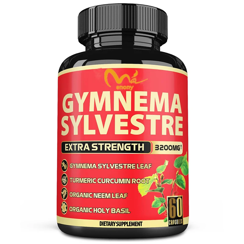 Pure Organic Gymnema Sylvestre Capsules - 4 Herbs - Gurmar Capsule with Neem Leaf, Holy Basil and Turmeric Curcumin Root