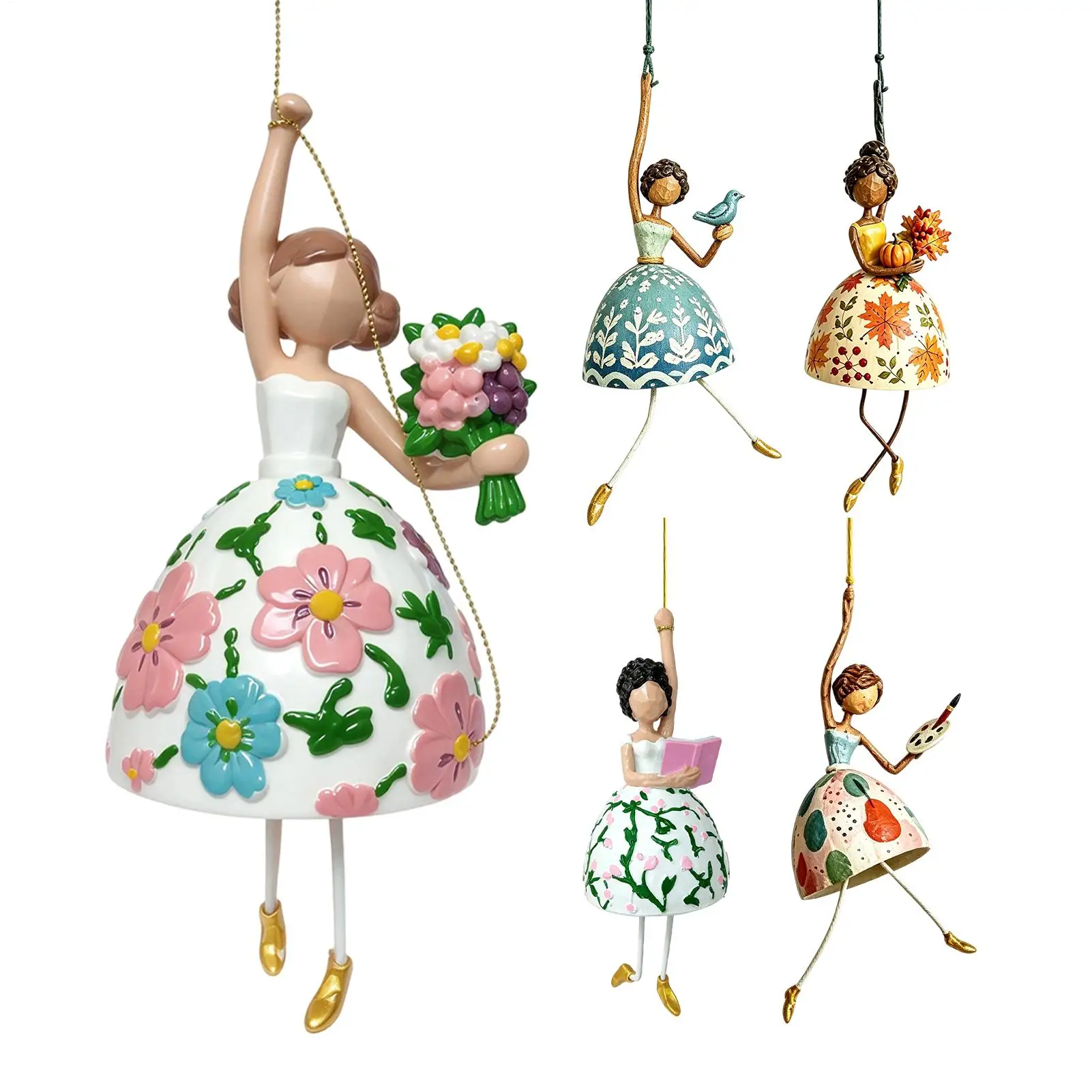vintage Fantasy Dancer Hanging Decorations Vintage Folk Fairy Wind Chime Ornaments Light Breeze Cottage Decorations