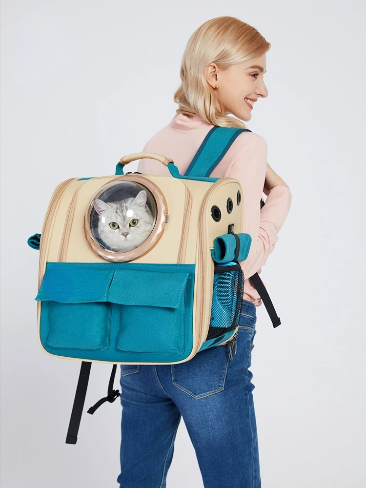 

Space Meow Pet Bag Pod Cat Going Out Large Capacity Dog Canvas School Bag Carrying Portable Double Shoulder Bag Cat Carriers