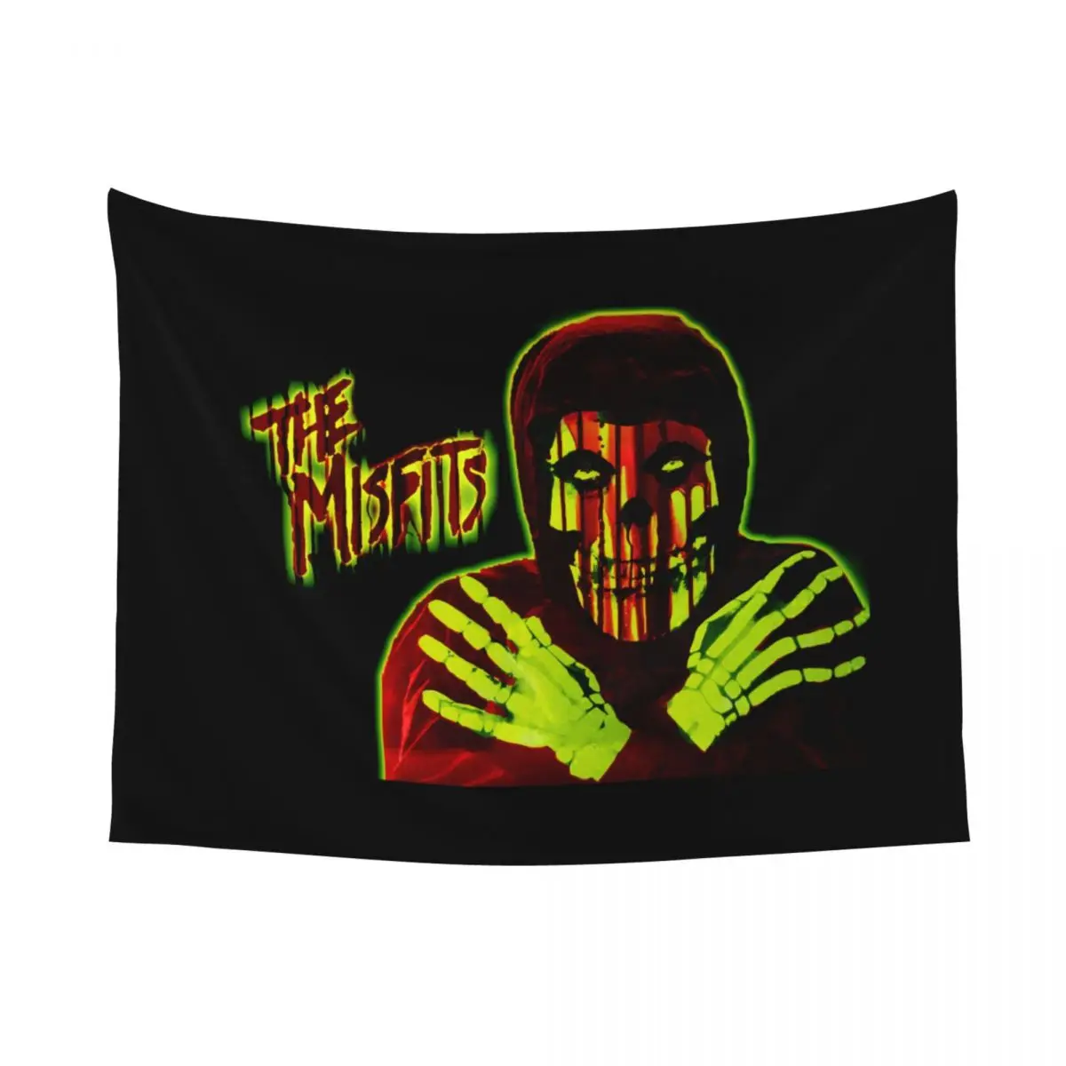 Customized Rock Punk Band Misfits Skull Face Tapestry Hippie Room Decor Tapestries Wall Hanging for Living Room Home Decoration