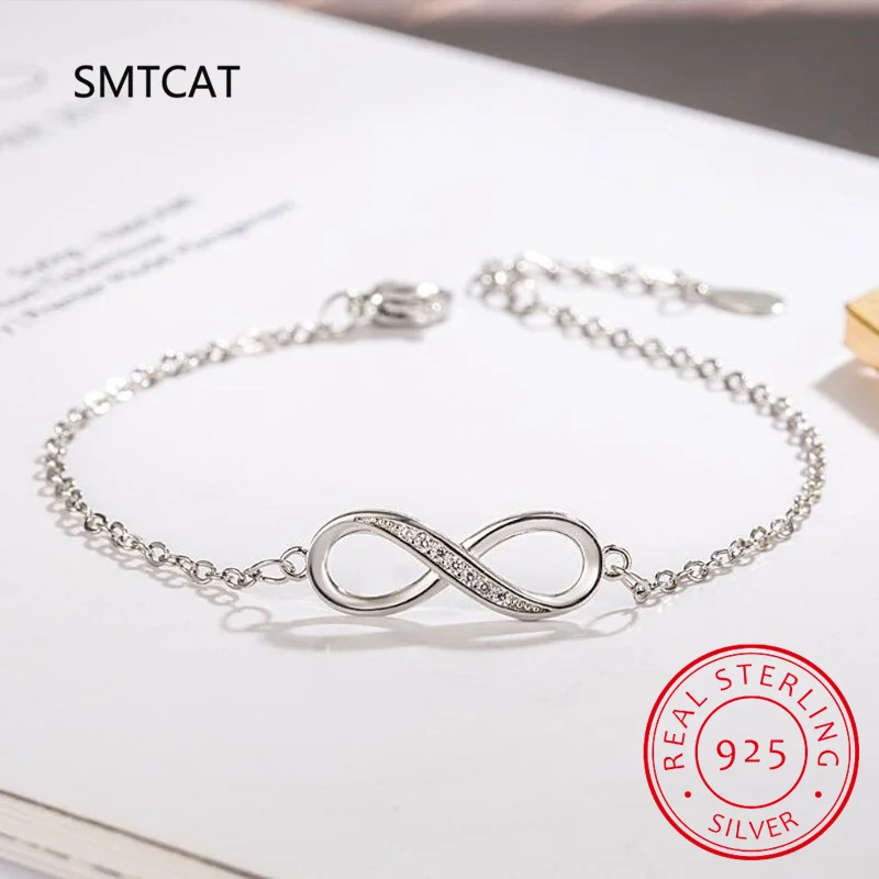 925 Sterling Silver Infinity Bracelets for Women Adjustable Friendship Bracelets & Bangles Wedding Gift Ideas