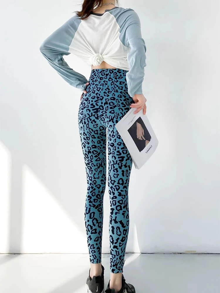 High Waist Thin Fitn arkskin Pants Leopard Print Yoga Base Layer Pants Olahe Brand Women's Faion Autumn Winter Trousers