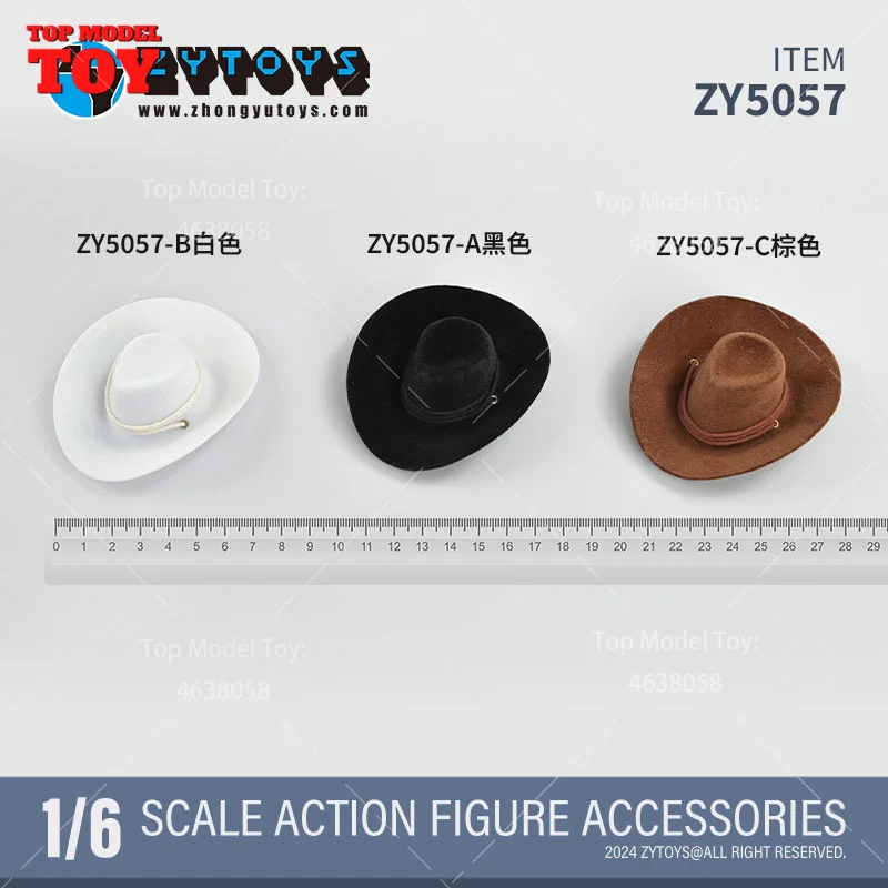 ZYTOYS ZY5057 1/6 Scale Hat Classic Western Cowboy Leather Hat Model 8.5x7x2.5cm for 12'' Male Soldier Action Figure Body Dolls