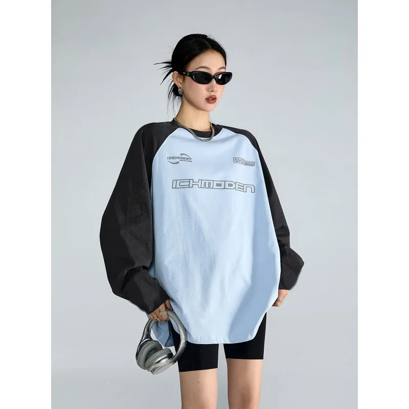 

American Sports Minimalist 3D Printed Long Sleeved T-shirt Autumn Loose Round Neck Versatile Casual Quick Drying Top New Style