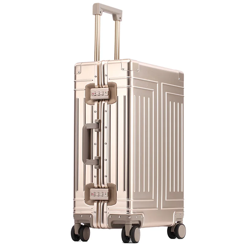 Imagem -05 - Alumínio-magnésio Liga Rolling Bagagem Spinner Cabin Trolley Mala 28 26 High Capacidade Suitcase Rodas 20 24