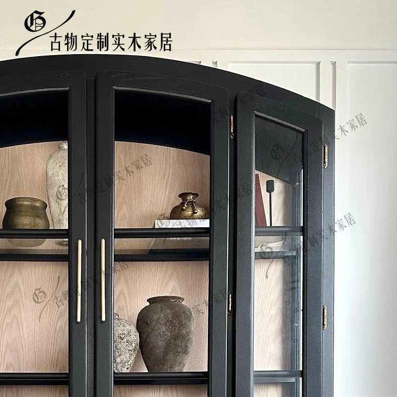 

Asmt59 French Retro Solid Wood Sideboard Vintage Style Distressed Decorative Cabinet Wabi-Sabi Style Entryway Storage Cabinet