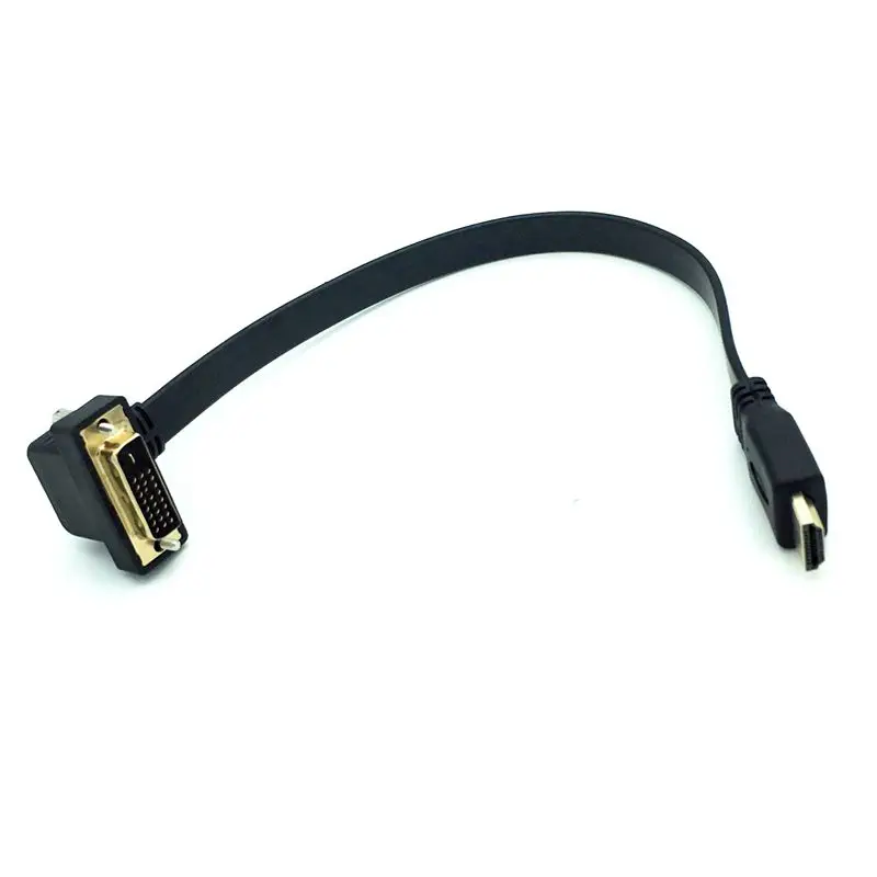 Flat HD Cable HDMI Compatible Male Female To DVI 24+1 Male Female Elbow Connection Cable, Computer To TV Cable 0.3 Meters