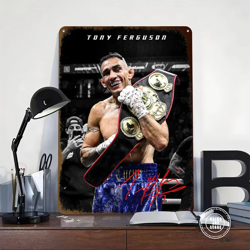 Tony Ferguson Championship Victory Tin Poster Customized Wall Art Retro Vintage Metal Signs for Fans Room Gaming Decoration Home