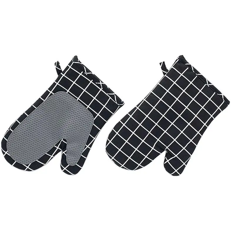 Oven Mitts Grilling Gloves Non-Slip Mitts Set Heat and Slip Resistant Silicone Oven Mitts Waterproof Micro-wave Oven Gloves