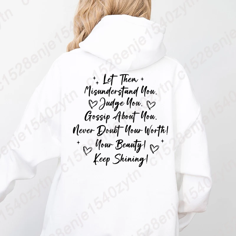 Let Them Print Hoodies for Women Long Sleeves Hooded Tops For Fall & Winter Graphic Pullovers Women Hooded Sweatshirts