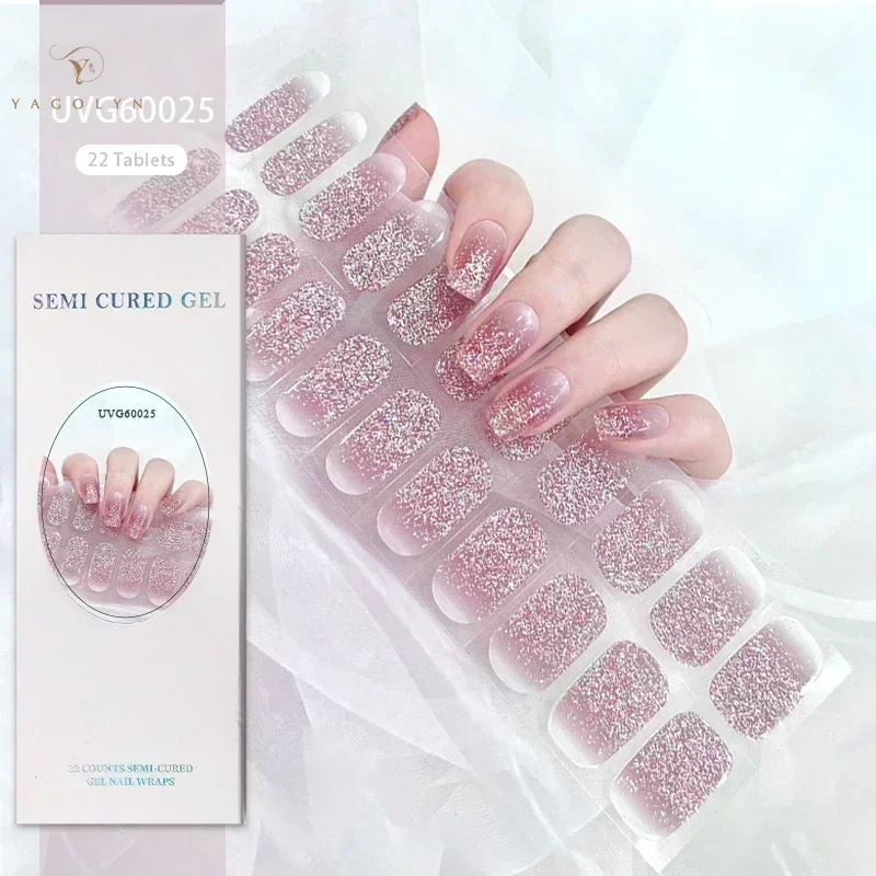 22Tips Naakt Semi-Geharde Gel Nail Patch Slider Lijm Waterdicht Langdurige Aurora Volledige Dekking Gel Nail Sticker UV Lamp Nodig