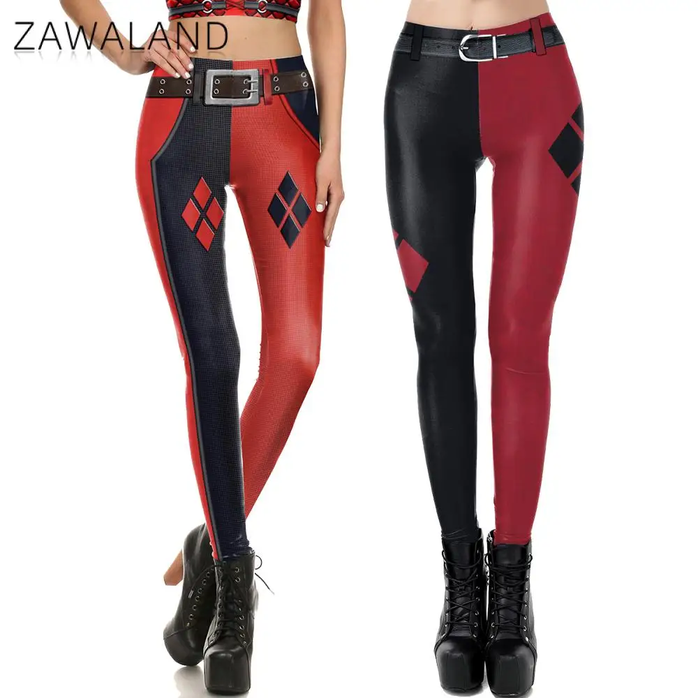 

Zawaland Cosplay Costume Clown 3D Print Pants Women Fashion Cool Halloween Workout Leggings Women Spandex Elastic Fitness Bottom