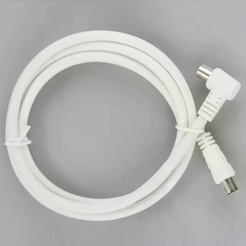 Metre Right Angle Angled RF TV Aerial Lead Cable Male to Coax Coaxial White 2M