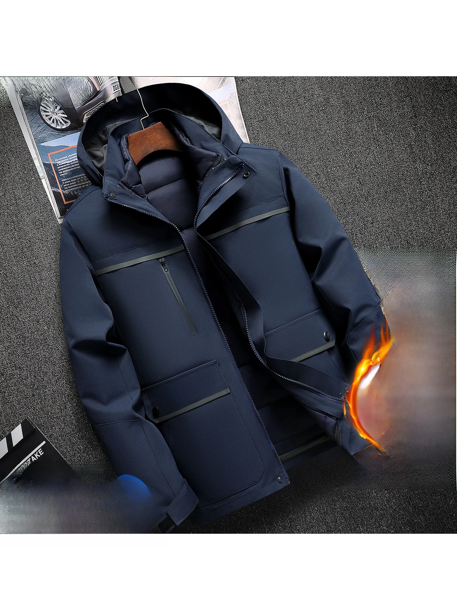 

Thiened Removable Winter Workwear Jaet Men's Casual Sle Windproof Cotton Coat Warm And Comfortable Removeable Inner Liner