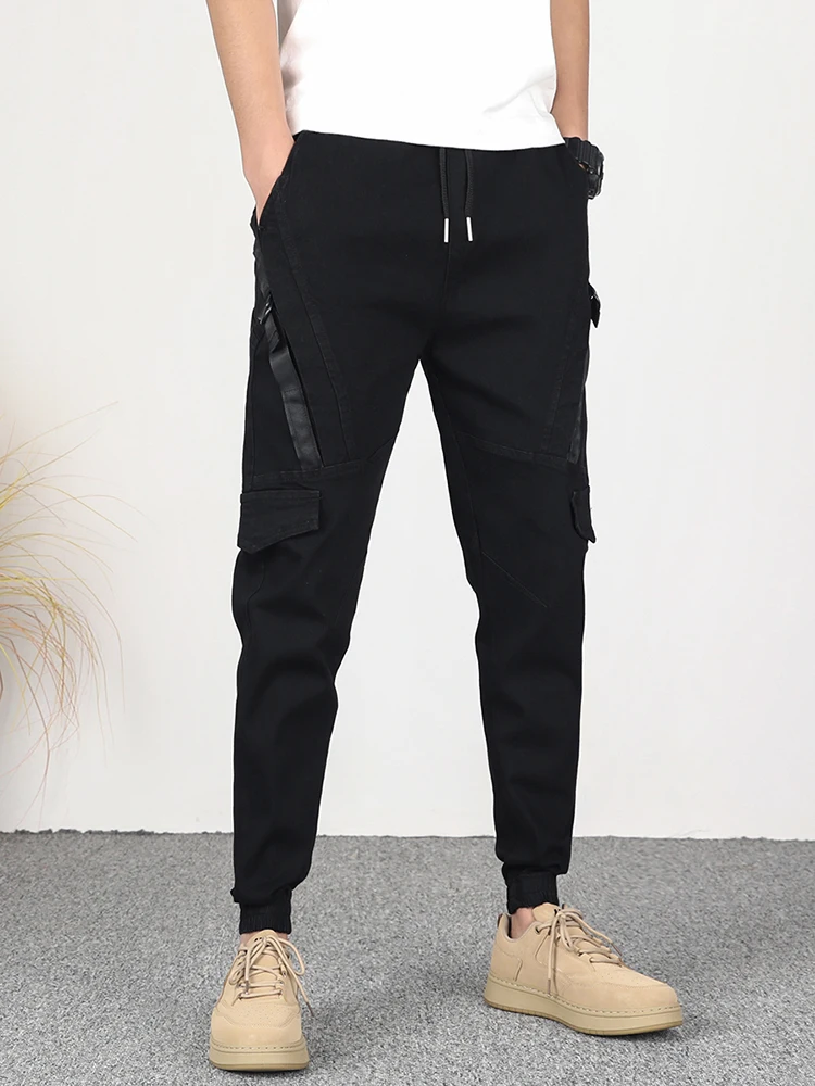 

Bla Denim Jeans Men's Sli Spring Autumn Faionable Workwear Cuffed Pants Youthful Trendy Wear Resistant Worn in Look