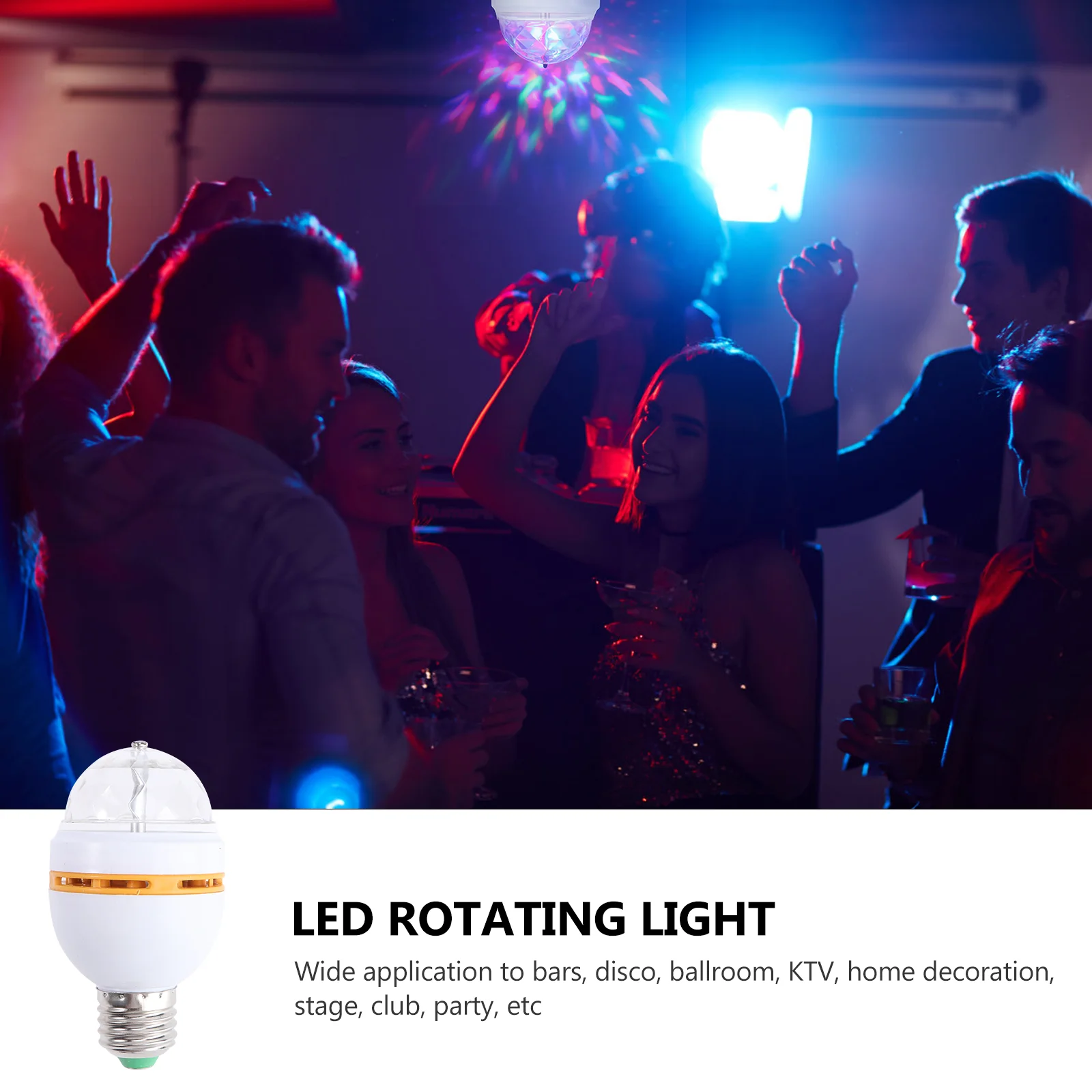 หลอดไฟ LED RGB หมุนได้สำหรับปาร์ตี้ดิสโก้ปาร์ตี้พร้อมฐาน E27หลอดไฟแฟลชเปลี่ยนสีได้หลายสีไฟเวทีคริสตัล (สุ่มสีแบบสุ่ม