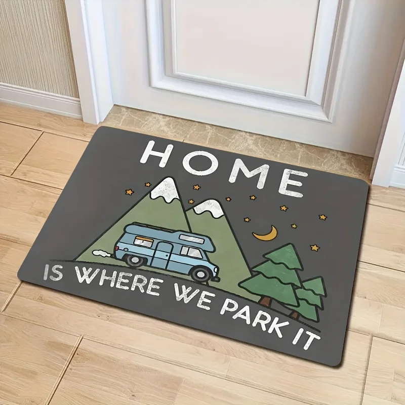 Tapis décoratif de porte thème ciel nocturne RV, 1 pièce, facile à nettoyer, adapté à la décoration d'entrée intérieure et extérieure
