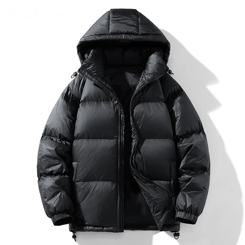 

2023 Winter Hooded Men's White Duck Down Coat Fashion Warm Down Jackets Casual Winter Men Thicken Parkas Jacket Size S-4XL