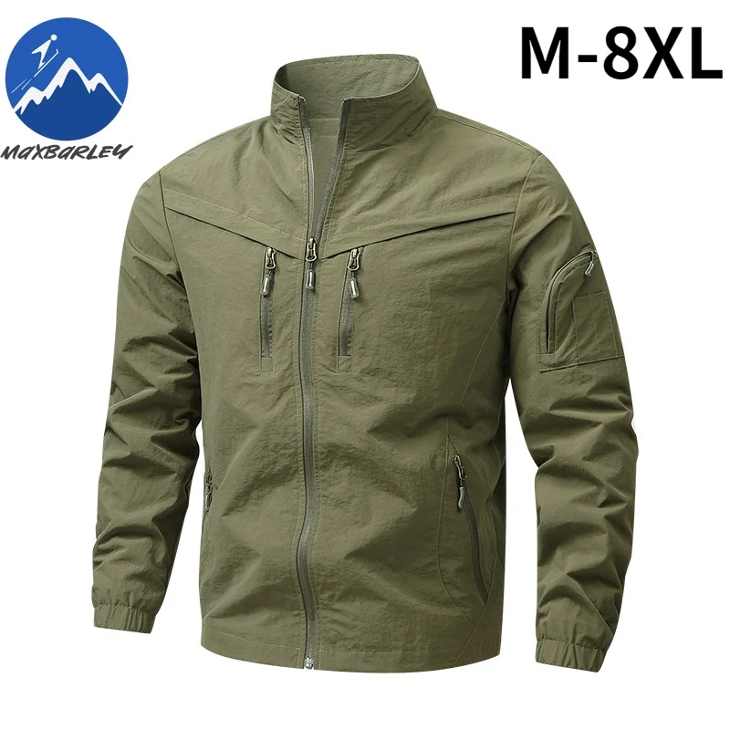 

Maxbarley Mens Multi Pocket Casual Jacket Outdoor Windproof Coat Workwear Lightweight Utility Vest Fashion Water Resistant Top