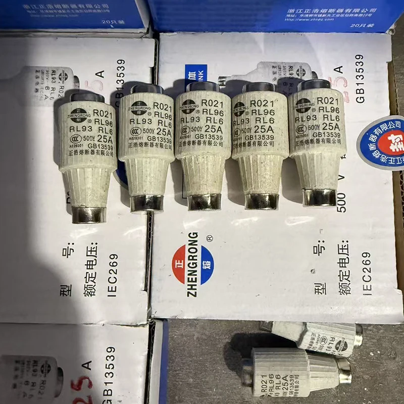 20 Pieces RL6-25 R021 500V High-Breaking Capacity Ceramic Fuse Link Screw Type DII RO21 E27 melting core