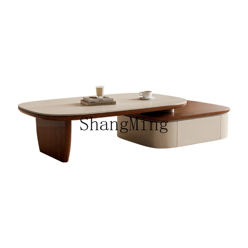 

SM solid wood coffee table living room home new high-end minimalist retractable movable coffee table