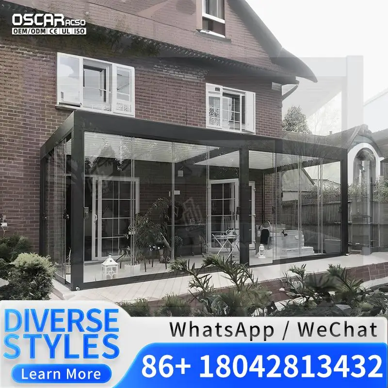 Adjustable 6m X 4m Wall Mounted Aluminium Frame Powder Coated Outdoor Gazebo with Bioclimatic Design and Pressure Treated Wood f