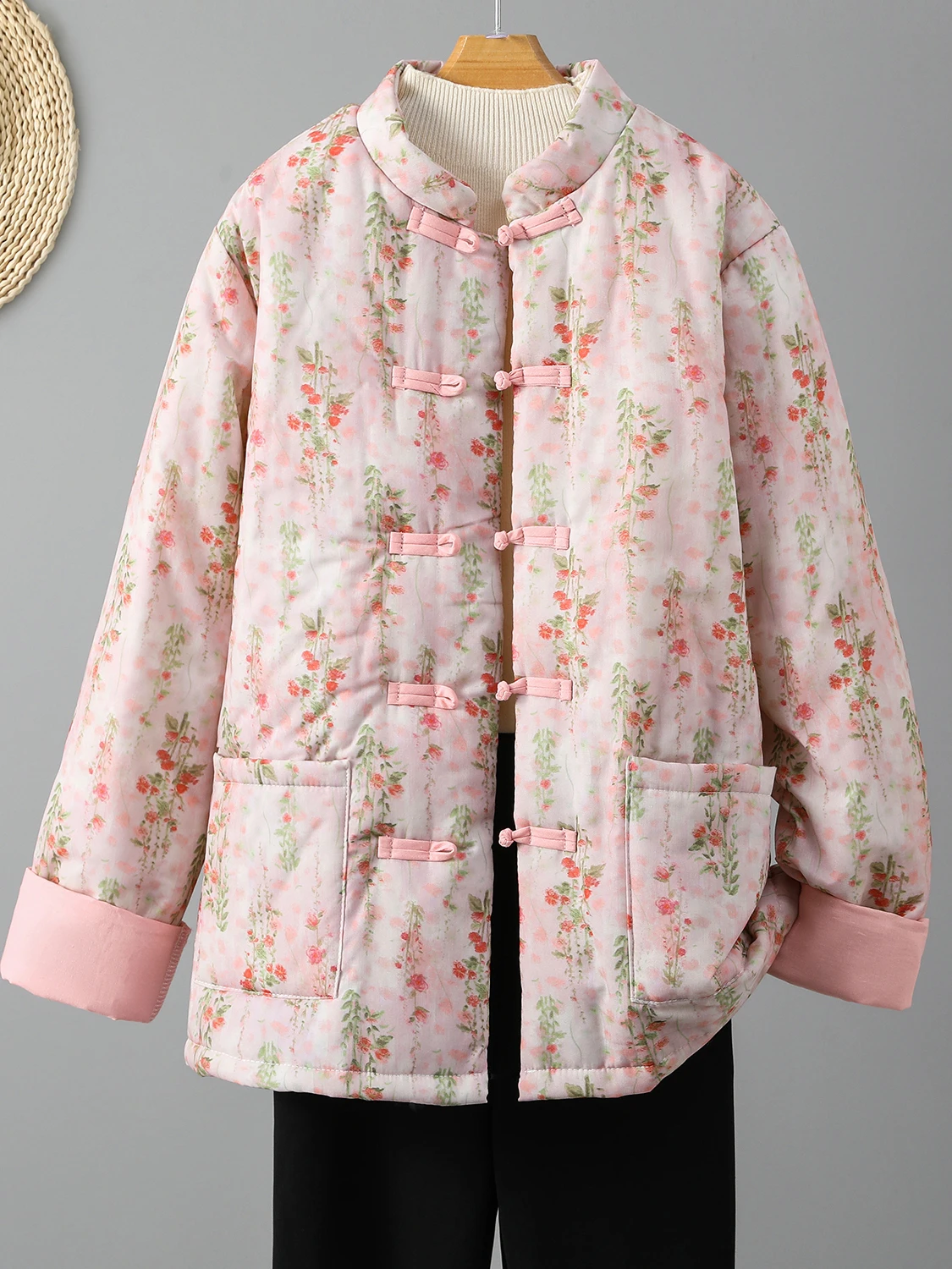 

Аутентичная хлопковая куртка ручной работы с пуговицами, теплое новое китайское хлопковое пальто свободного покроя Long Sve для женщин