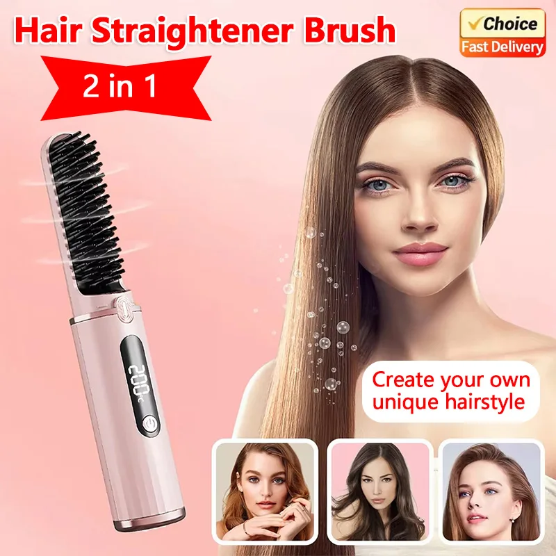 

2025 Новая электрическая расческа-выпрямитель с ЖК-дисплеем, керамический нагрев, отрицательные ионы, 4 температуры, 140-200 ℃ Портативный инструмент для укладки