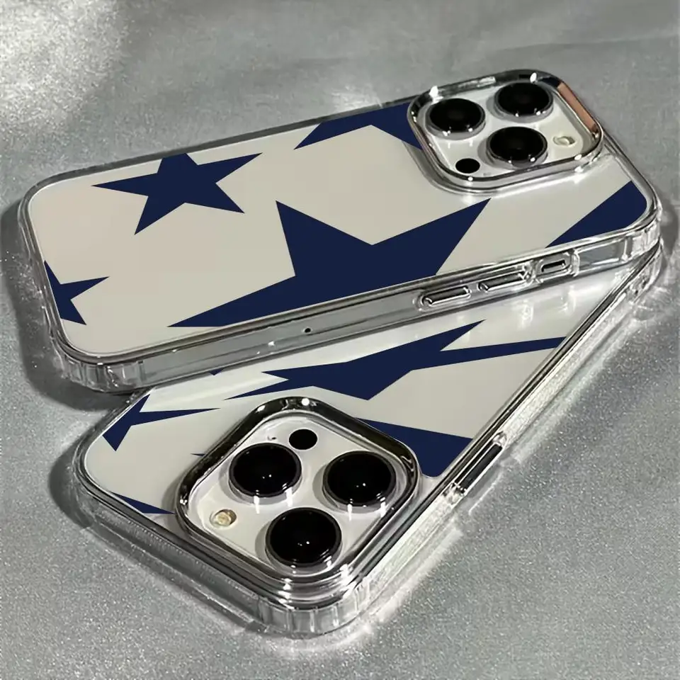 Funda de silicona a prueba de golpes con patrón de estrella de cinco puntas para iPhone 17 Air 16 14 15 Pro Plus 13 12 11 Pro Max 16e 4