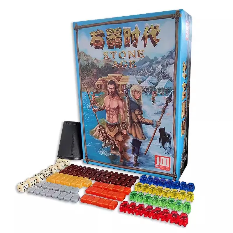 Stone Age Board Game 2-5 Players Family/Party Funny Table Game Friends Entertainment With Paleo Epansion Game