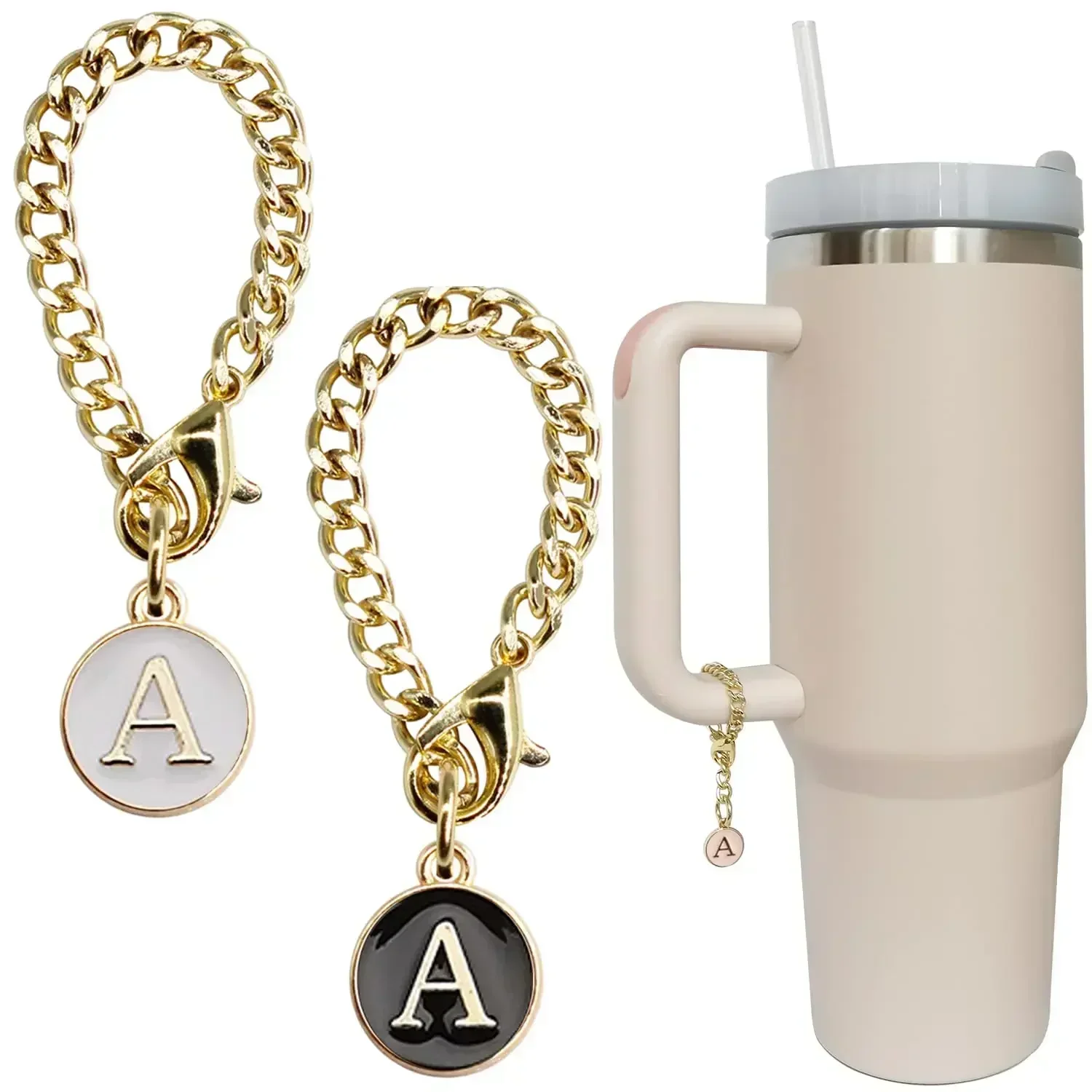 1PC A-Z Letter Charm Accessories for Stanley Cup Initial Name ID Personalized Handle Charm for Stanley Tumbler Cup Accessories