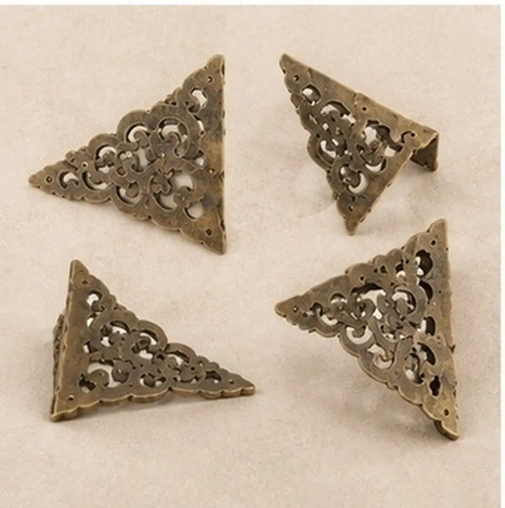 12Pcs Bronze Overlay Decorative Corner Guards Vintage Metal Protectors for Wooden Box Bookshelf Furniture