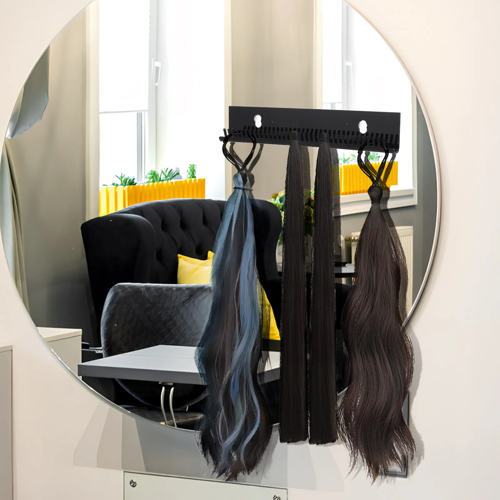 Hair Extension Holder Stand Acrylic U Shaped Wall Mount Hanger Organizer Hair Extension Storage Display Rack for Washing