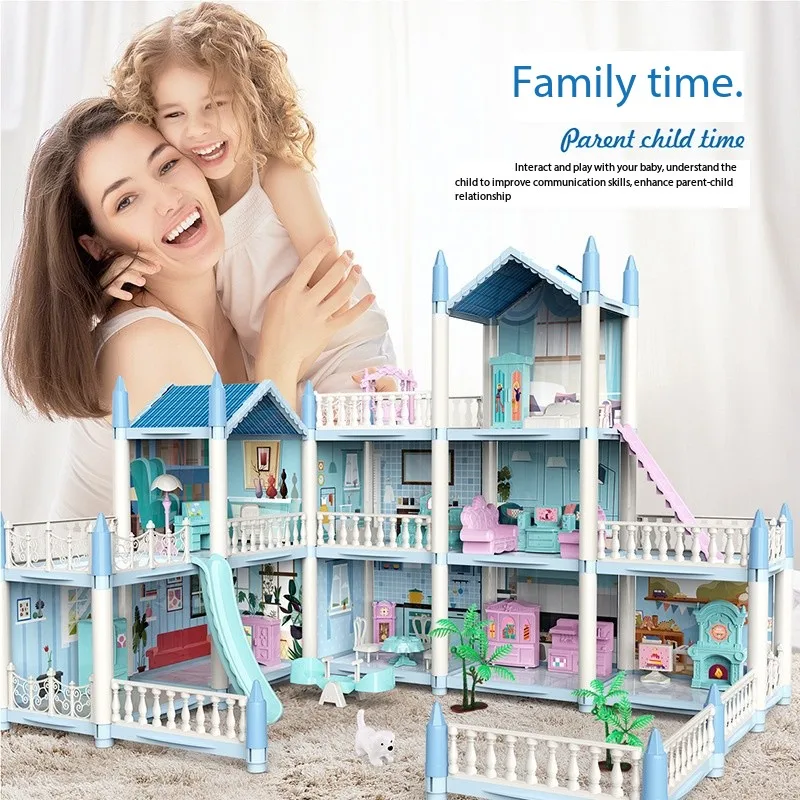 DIYプレイハウスドールハウスセット、シミュレーションヴィラ、親子インタラクション、リトルプリンセスキャッスルおもちゃ