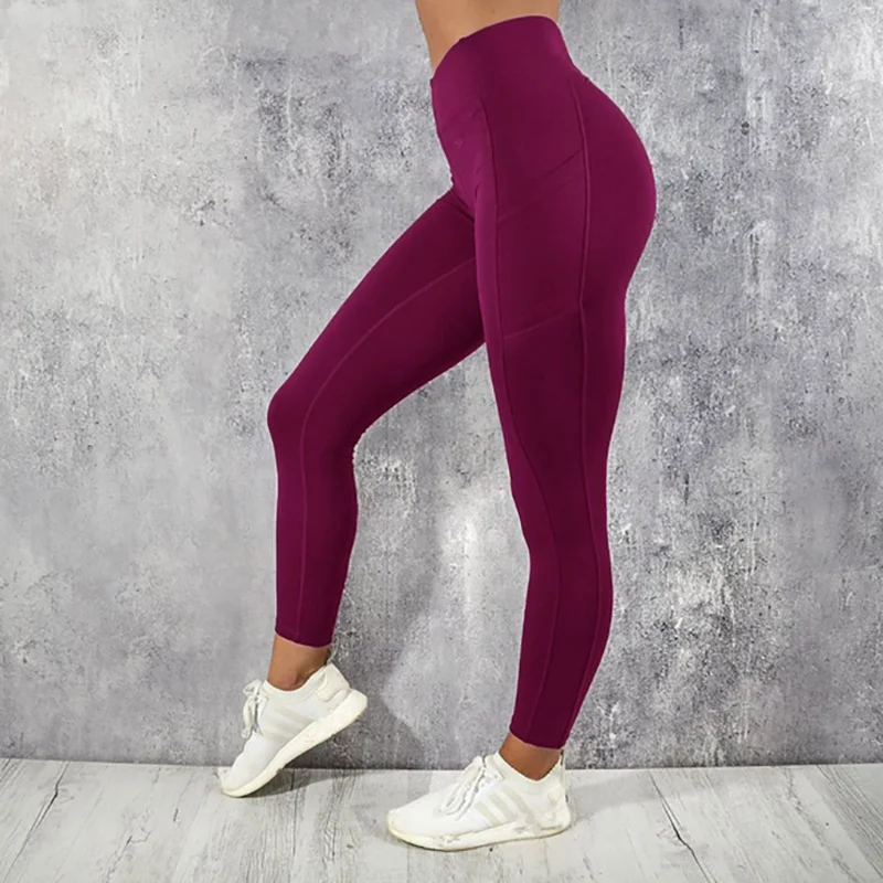 Pantalones de Yoga de gimnasio para mujer, mallas deportivas de cintura alta con realce, ajustadas, con bolsillo para teléfono, para correr y Fitness